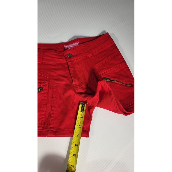 Y2K Luan n Luu Red Mini Skirt Y2K Low Rise Zipper Pockets Cotton Blend M - Picture 5 of 6